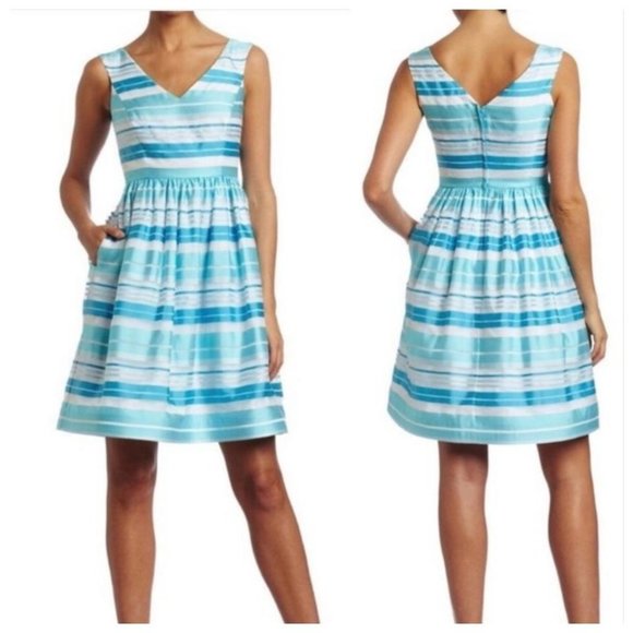 Lilly Pulitzer Dresses & Skirts - Lilly Pulitzer Kiera Silk Dress Turquoise Stripe 4